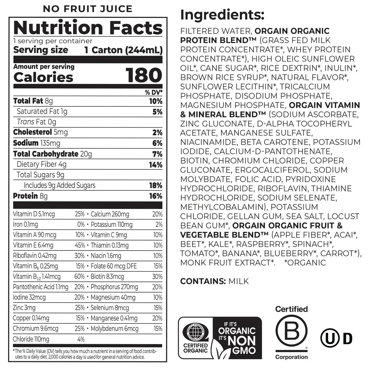 Kids Protein Organic Nutrition Shake - Fruity Cereal